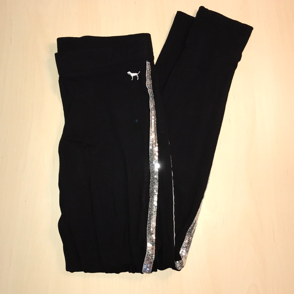 PINK VS black leggings with silver sequin